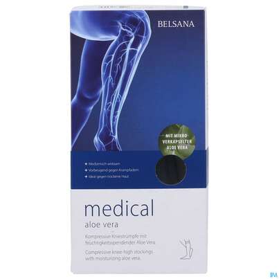Sie sehen eine Packung Stuetzstruempfe Belsana/medical/aloe Vera Ad Knie Gr S4 45-47 Marine 2st, Produktbild: 01 Stuetzstruempfe Belsana/medical/aloe Vera Ad Knie Gr S4 45-47 Marine 2st, A-Nr.: 5225778 - 01