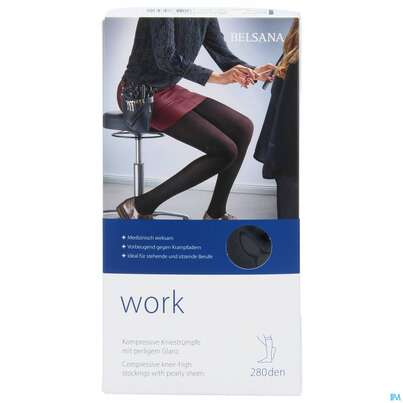 Sie sehen eine Packung Stuetzstruempfe Belsana/work Ad Knie Gr L Nachtlbau 2st, Produktbild: 01 Stuetzstruempfe Belsana/work Ad Knie Gr L Nachtlbau 2st, A-Nr.: 5225583 - 01
