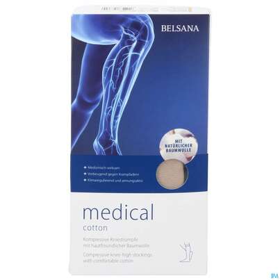 Sie sehen eine Packung Stuetzstruempfe Belsana/medical Cotton Ad Knie Gr M1 36-38 Beige 2st, Produktbild: 01 Stuetzstruempfe Belsana/medical Cotton Ad Knie Gr M1 36-38 Beige 2st, A-Nr.: 5223437 - 01