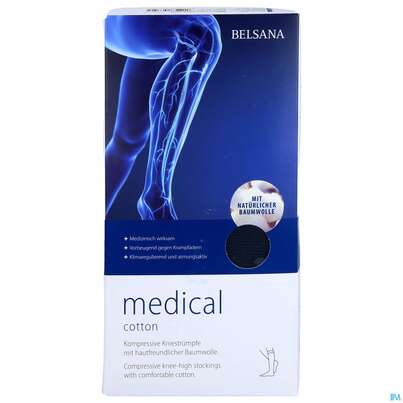 Sie sehen eine Packung Stuetzstruempfe Belsana/medical Cotton Ad Knie Gr M2 39-41 Marine 2st, Produktbild: 01 Stuetzstruempfe Belsana/medical Cotton Ad Knie Gr M2 39-41 Marine 2st, A-Nr.: 5223331 - 01