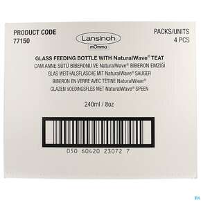 Saugflaschen -lansinoh Weithals Natural Wave 240ml Glas Med Flow Sauge 1st, A-Nr.: 4737861 - 01