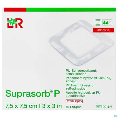 Schaumverband Pu-suprasorb Steril P Selbstklebend 7,5x 7,5cm 10st, A-Nr.: 2575503 - 01