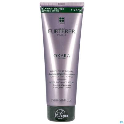Sie sehen eine Packung Shampoon Furterer Promo Sonderedition Okara Silver Polarglan 250ml, Produktbild: 01 Shampoon Furterer Promo Sonderedition Okara Silver Polarglan 250ml, A-Nr.: 5868329 - 01