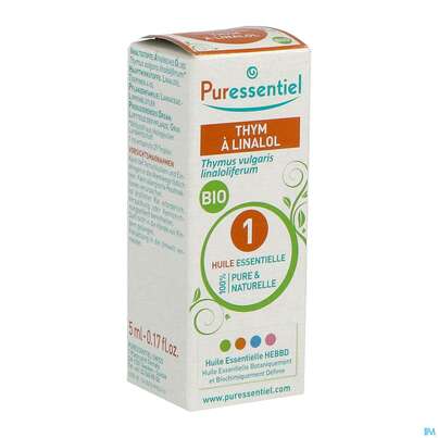 Sie sehen eine Packung Aetherische Oele Puressentiel/bio Thymian 5ml, Produktbild: 04 Aetherische Oele Puressentiel/bio Thymian 5ml, A-Nr.: 4934165 - 04