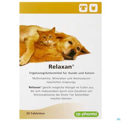 Sie sehen eine Packung Veterinaerprodukte Relaxan/tabl Hunde +katzen 30st, Produktbild: 01 Veterinaerprodukte Relaxan/tabl Hunde +katzen 30st, A-Nr.: 3127379 - 01