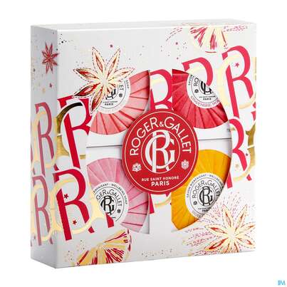 Sie sehen eine Packung Seifen Roger & Gallet Xmas Soap Set Fdf+gr+rose+bdo Je 50g 1st, Produktbild: 02 Seifen Roger & Gallet Xmas Soap Set Fdf+gr+rose+bdo Je 50g 1st, A-Nr.: 5815818 - 02