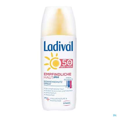 Sie sehen eine Packung Sonnenprodukte Ladival Empfindliche/haut Spray F50+ 150ml, Produktbild: 01 Sonnenprodukte Ladival Empfindliche/haut Spray F50+ 150ml, A-Nr.: 5383603 - 01