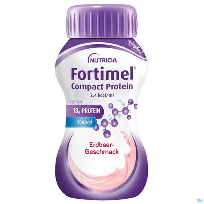 Sie sehen eine Packung Fortimel/compact/protein 125ml Vitalflasche Erdbeere 24st, Produktbild: 02 Fortimel/compact/protein 125ml Vitalflasche Erdbeere 24st, A-Nr.: 3948679 - 02