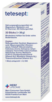 Sie sehen eine Packung Tetesept Magnesium NACHT Direkt Stick 20ST, Produktbild: 04 Tetesept Magnesium NACHT Direkt Stick 20ST, A-Nr.: 5882453 - 04