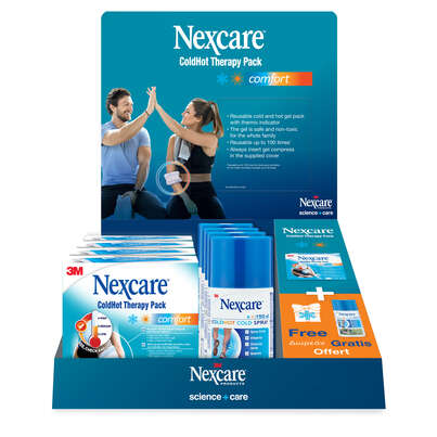 Sie sehen eine Packung Nexcare™ ColdHot Therapy Pack mit Thermoindicator + Cold Spray GRATIS Display, Produktbild: 01 Nexcare™ ColdHot Therapy Pack mit Thermoindicator + Cold Spray GRATIS Display, A-Nr.: 5421976 - 01