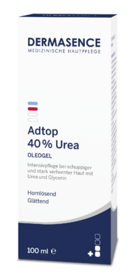 Sie sehen eine Packung DERMASENCE Adtop 40% Urea Oleogel, Produktbild: 01 DERMASENCE Adtop 40% Urea Oleogel, A-Nr.: 5942072 - 01