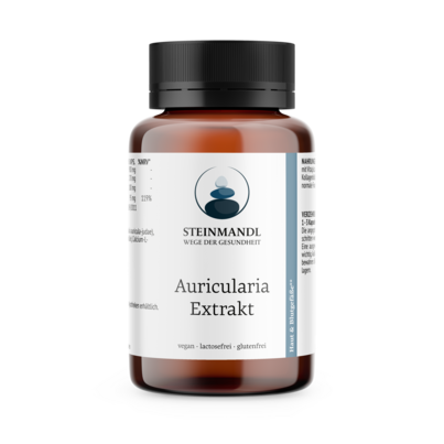 Sie sehen eine Packung STEINMANDL AURICULARIA EXTRAKT 60ST, Produktbild: 01 STEINMANDL AURICULARIA EXTRAKT 60ST, A-Nr.: 5962330 - 01
