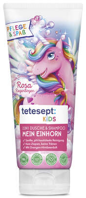 Sie sehen eine Packung tetesept Kids 2in1 Dusche Mein Einhorn 200ml, Produktbild: 01 tetesept Kids 2in1 Dusche Mein Einhorn 200ml, A-Nr.: 5664911 - 01