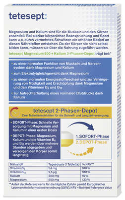 Sie sehen eine Packung tetesept Magnesium 500 + Kalium FTa 30ST, Produktbild: 03 tetesept Magnesium 500 + Kalium FTa 30ST, A-Nr.: 5074919 - 03