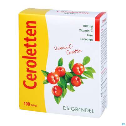 Sie sehen eine Packung Vitamin C Ceroletten Lutschtabl Dr Grandel Nr.12 100st, Produktbild: 02 Vitamin C Ceroletten Lutschtabl Dr Grandel Nr.12 100st, A-Nr.: 2680507 - 02
