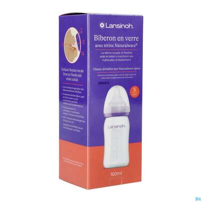 Saugflaschen -lansinoh Weithals Natural Wave 160ml Glas Slow Flow Sauge 1st, A-Nr.: 4737855 - 08