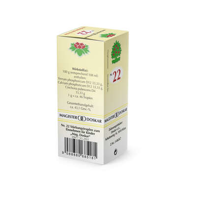 Sie sehen eine Packung Magister Doskar Nr. 22 Stärkungstropfen zum Einnehmen für Kinder, Produktbild: 04 Magister Doskar Nr. 22 Stärkungstropfen zum Einnehmen für Kinder, A-Nr.: 0685185 - 04