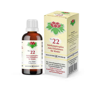 Sie sehen eine Packung Magister Doskar Nr. 22 Stärkungstropfen zum Einnehmen für Kinder, Produktbild: 05 Magister Doskar Nr. 22 Stärkungstropfen zum Einnehmen für Kinder, A-Nr.: 0685185 - 05