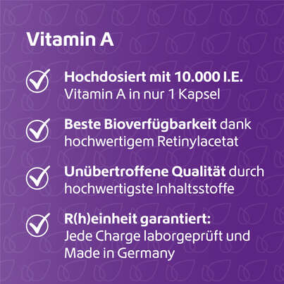 R(h)ein Nutrition Vitamin A 10.000 I. E. Kapseln hochdosiert vegan, A-Nr.: 5987229 - 03