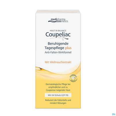 Sie sehen eine Packung Hib Coupeliac Tagespflege Beruhigend Plus Anti-falten 50ml, Produktbild: 01 Hib Coupeliac Tagespflege Beruhigend Plus Anti-falten 50ml, A-Nr.: 4117383 - 01