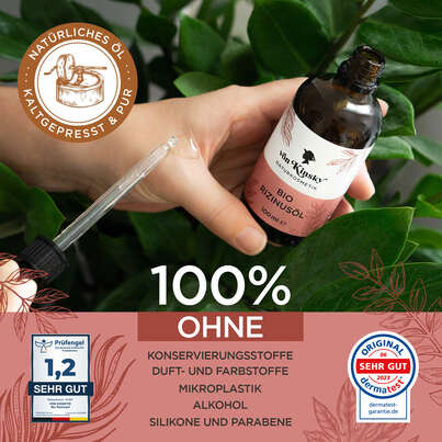 Sie sehen eine Packung von Kinsky® Bio Rizinus Öl 100 % rein & kaltgepresst für Haut & Haare, Produktbild: 03 von Kinsky® Bio Rizinus Öl 100 % rein & kaltgepresst für Haut & Haare, A-Nr.: 5987413 - 03