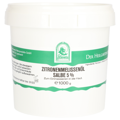 Sie sehen eine Packung ZITRONENMELISSENOEL SALBE 5% 1000 G, Produktbild: 01 ZITRONENMELISSENOEL SALBE 5% 1000 G, A-Nr.: 5803005 - 01