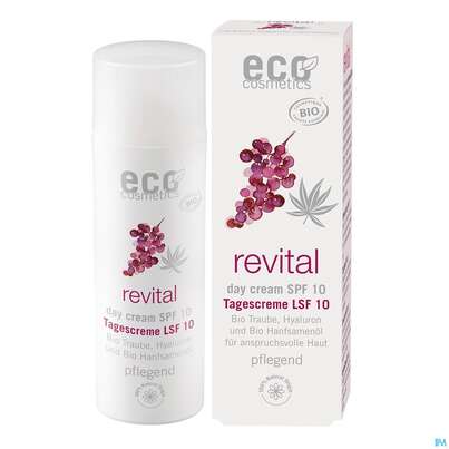 Sie sehen eine Packung Eco Cosmetics Revital Linie Revital Tagescreme Lsf 1 50ml, Produktbild: 01 Eco Cosmetics Revital Linie Revital Tagescreme Lsf 1 50ml, A-Nr.: 5774775 - 01
