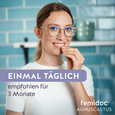 Sie sehen eine Packung femidoc® AGNUSCASTUS 20 MG - FILMTABLETTEN, Produktbild: 05 femidoc® AGNUSCASTUS 20 MG - FILMTABLETTEN, A-Nr.: 4984499 - 05