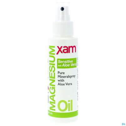 Sie sehen eine Packung Magnesium Oel Xam Sensitiv +aloe 100ml, Produktbild: 01 Magnesium Oel Xam Sensitiv +aloe 100ml, A-Nr.: 4755669 - 01
