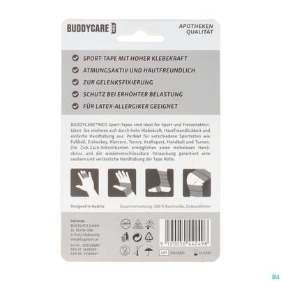 Tape Buddycare/med/sport Latexfrei 3,8cmx 10m Weiss 1st, A-Nr.: 5845009 - 04