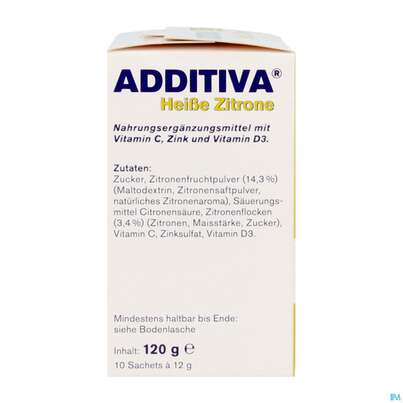 Sie sehen eine Packung Additiva Pulver Heisse Zitrone 10012 10st, Produktbild: 09 Additiva Pulver Heisse Zitrone 10012 10st, A-Nr.: 5810086 - 09