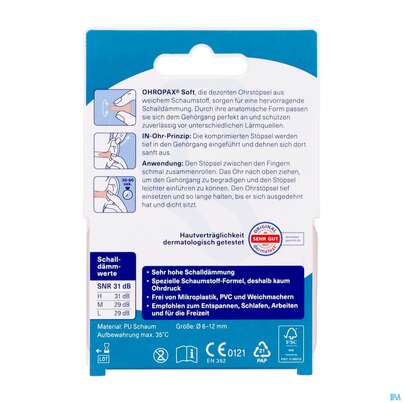 Sie sehen eine Packung Ohrenschutz Ohropax Soft/geraeuscheschutz In Haengeverpackung Pohrs 10st, Produktbild: 06 Ohrenschutz Ohropax Soft/geraeuscheschutz In Haengeverpackung Pohrs 10st, A-Nr.: 5908862 - 06