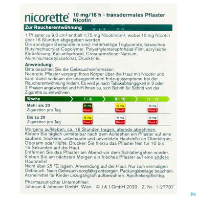 Nicorette Transdermales Pflaster 10mg/16h 14st, A-Nr.: 3537410 - 03