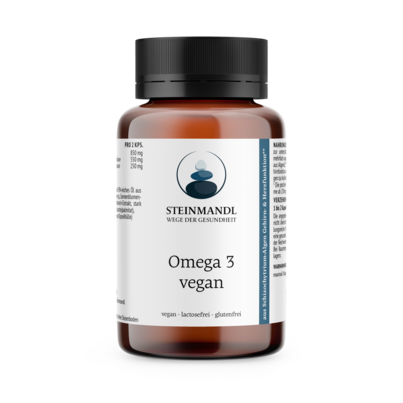 Sie sehen eine Packung Steinmandl Omega 3 VEGAN Kps, Produktbild: 01 Steinmandl Omega 3 VEGAN Kps, A-Nr.: 6012932 - 01