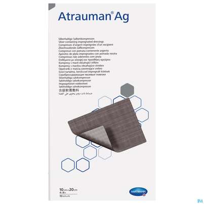 Sie sehen eine Packung Wundauflagen Atrauman/ag 10x 20cm 10st, Produktbild: 02 Wundauflagen Atrauman/ag 10x 20cm 10st, A-Nr.: 2991868 - 02