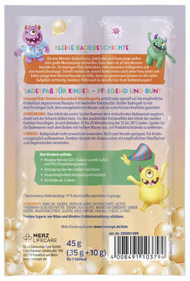 Sie sehen eine Packung TETESEPT Kids Badesalz Monsterparty, Produktbild: 04 TETESEPT Kids Badesalz Monsterparty, A-Nr.: 6021262 - 04
