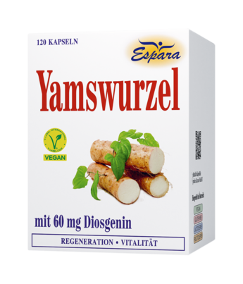 Sie sehen eine Packung Espara Yamswurzel Kapseln, Produktbild: 01 Espara Yamswurzel Kapseln, A-Nr.: 2641507 - 01