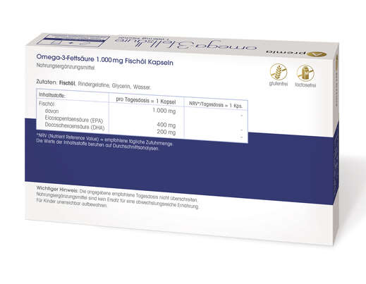 Sie sehen eine Packung Apremia Omega-3-Fettsäuren, Produktbild: 03 Apremia Omega-3-Fettsäuren, A-Nr.: 3936096 - 03