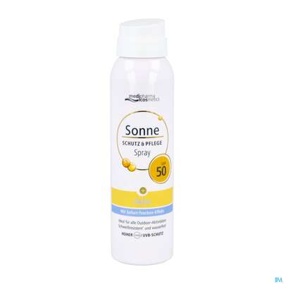 Sie sehen eine Packung Sonnenprodukte Schutz/+pflege Spray Lsf50 Aktiv 150ml, Produktbild: 01 Sonnenprodukte Schutz/+pflege Spray Lsf50 Aktiv 150ml, A-Nr.: 5906030 - 01