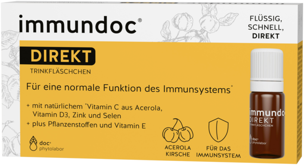 Sie sehen eine Packung immundoc® DIREKT Trinkfläschchen, Produktbild: 01 immundoc® DIREKT Trinkfläschchen, A-Nr.: 3896020 - 01