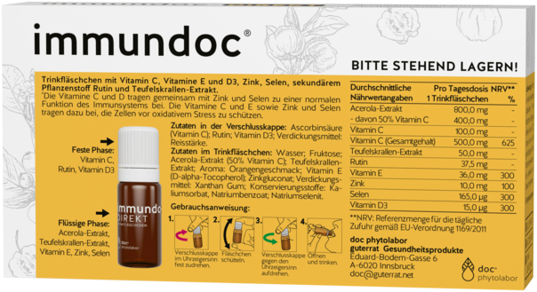 Sie sehen eine Packung immundoc® DIREKT Trinkfläschchen, Produktbild: 02 immundoc® DIREKT Trinkfläschchen, A-Nr.: 3896020 - 02