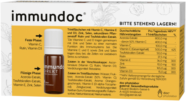 Sie sehen eine Packung immundoc® DIREKT Trinkfläschchen, Produktbild: 02 immundoc® DIREKT Trinkfläschchen, A-Nr.: 5329176 - 02