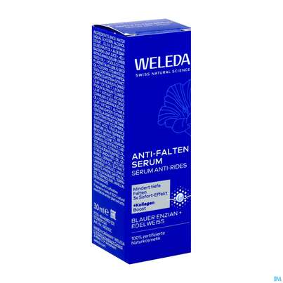 Sie sehen eine Packung Weleda Blauer Enzian +edelweiss Anti-falten Serum 30ml, Produktbild: 02 Weleda Blauer Enzian +edelweiss Anti-falten Serum 30ml, A-Nr.: 5729970 - 02
