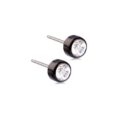 Sie sehen eine Packung Blomdahl Ohrstecker Bezel Black Titan Kristall, Produktbild: 01 Blomdahl Ohrstecker Bezel Black Titan Kristall, A-Nr.: 6020104 - 01