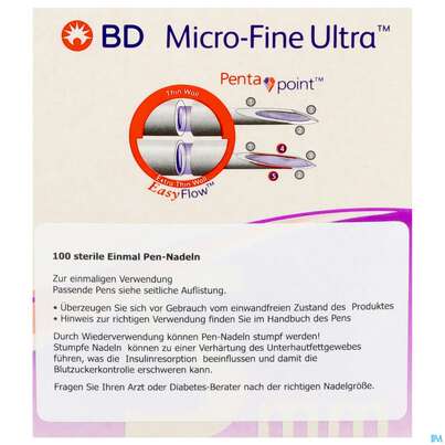 Sie sehen eine Packung Injektionsspritzen U.zubeh. Insulin Bd Pen-nadel 5mm -tam 100st, Produktbild: 05 Injektionsspritzen U.zubeh. Insulin Bd Pen-nadel 5mm -tam 100st, A-Nr.: 4736933 - 05