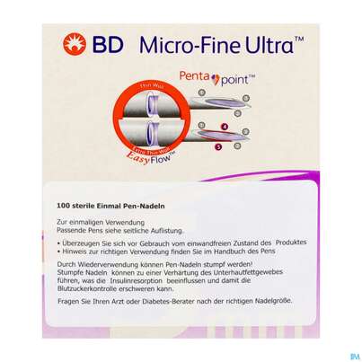 Sie sehen eine Packung Injektionsspritzen U.zubeh. Insulin Bd Pen-nadel 5mm -tam 100st, Produktbild: 06 Injektionsspritzen U.zubeh. Insulin Bd Pen-nadel 5mm -tam 100st, A-Nr.: 4736933 - 06