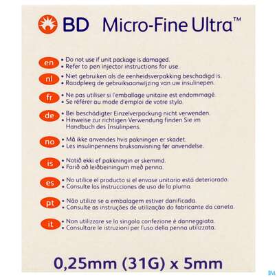 Sie sehen eine Packung Injektionsspritzen U.zubeh. Insulin Bd Pen-nadel 5mm -tam 100st, Produktbild: 07 Injektionsspritzen U.zubeh. Insulin Bd Pen-nadel 5mm -tam 100st, A-Nr.: 4736933 - 07