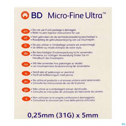 Sie sehen eine Packung Injektionsspritzen U.zubeh. Insulin Bd Pen-nadel 5mm -tam 100st, Produktbild: 08 Injektionsspritzen U.zubeh. Insulin Bd Pen-nadel 5mm -tam 100st, A-Nr.: 4736933 - 08