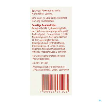 Lemocin Flurbiprofen Spray Z.anw.i.d.mundhoehle Lösung 8,75mg/dosis Kirsche/minze 15ml, A-Nr.: 5531021 - 06