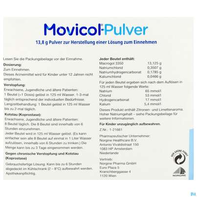 Sie sehen eine Packung Movicol Pulver Stick 100st, Produktbild: 03 Movicol Pulver Stick 100st, A-Nr.: 5525782 - 03